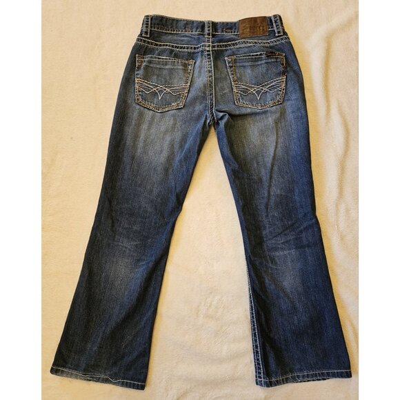 Seven 7 Embroidered Back Pockets Boot Cut Women’s Blue Denim Jeans Size 32"W - Picture 5 of 16